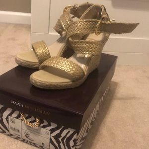 Beige and gold espadrille